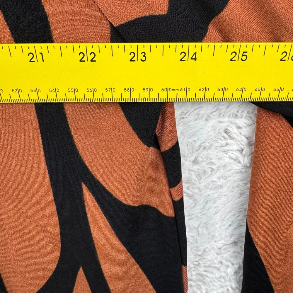 Chico's Travelers Top Womens 20/22 Rust Black Abstract Zipper Cuff Blouse